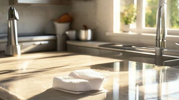 {"prompt":"Photorealistic image of a sun-drenched, meticulously clean kitchen counter in a modern St. Petersburg home. The polished quartz countertop gleams under natural window light, reflecting minimal shadows from a stainless steel sink and a spotlessly wiped induction stovetop. A small, neatly folded white microfiber cloth rests beside the faucet. The scene conveys a sense of recent cleaning and freshness, with no food residue or clutter. Sharp focus on textures of stainless steel, quartz, and the soft fabric of the cloth, captured with a shallow depth of field.","originalPrompt":"Photorealistic image of a sun-drenched, meticulously clean kitchen counter in a modern St. Petersburg home. The polished quartz countertop gleams under natural window light, reflecting minimal shadows from a stainless steel sink and a spotlessly wiped induction stovetop. A small, neatly folded white microfiber cloth rests beside the faucet. The scene conveys a sense of recent cleaning and freshness, with no food residue or clutter. Sharp focus on textures of stainless steel, quartz, and the soft fabric of the cloth, captured with a shallow depth of field.","width":1024,"height":1024,"seed":42,"model":"sana","enhance":false,"nologo":false,"negative_prompt":"undefined","nofeed":false,"safe":false,"quality":"medium","image":[],"transparent":false,"has_nsfw_concept":false,"concept":[],"trackingData":{"actualModel":"sana","usage":{"completionImageTokens":1,"totalTokenCount":1}}}