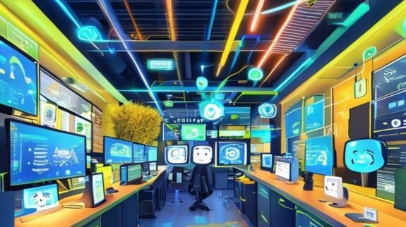 {"prompt":"A vibrant, whimsical, wide-angle feature image depicting a modern help desk environment infused with AI automations--sleek gadgets, floating digital assistant icons, and lively, dynamic lines representing seamless automated ticket sorting and workflow management. Smiling, cheerful digital faces appear on monitors to suggest friendliness and helpfulness (not human or animal characters, only stylized digital interfaces). Use bright electric blues, greens, and bursts of yellow for a sense of technological freshness and joy. The scene radiates organized calmness and innovation. Absolutely no text, words, letters, signs, humans, animals, or writing anywhere in the image. The display should exude advanced tech support solutions fitting for an AI automation blog.","originalPrompt":"A vibrant, whimsical, wide-angle feature image depicting a modern help desk environment infused with AI automations--sleek gadgets, floating digital assistant icons, and lively, dynamic lines representing seamless automated ticket sorting and workflow management. Smiling, cheerful digital faces appear on monitors to suggest friendliness and helpfulness (not human or animal characters, only stylized digital interfaces). Use bright electric blues, greens, and bursts of yellow for a sense of technological freshness and joy. The scene radiates organized calmness and innovation. Absolutely no text, words, letters, signs, humans, animals, or writing anywhere in the image. The display should exude advanced tech support solutions fitting for an AI automation blog.","width":1024,"height":1024,"seed":42,"model":"sana","enhance":false,"nologo":false,"negative_prompt":"undefined","nofeed":false,"safe":false,"quality":"medium","image":[],"transparent":false,"has_nsfw_concept":false,"concept":[],"trackingData":{"actualModel":"sana","usage":{"completionImageTokens":1,"totalTokenCount":1}}}