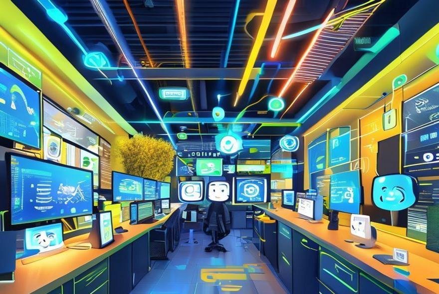 {"prompt":"A vibrant, whimsical, wide-angle feature image depicting a modern help desk environment infused with AI automations--sleek gadgets, floating digital assistant icons, and lively, dynamic lines representing seamless automated ticket sorting and workflow management. Smiling, cheerful digital faces appear on monitors to suggest friendliness and helpfulness (not human or animal characters, only stylized digital interfaces). Use bright electric blues, greens, and bursts of yellow for a sense of technological freshness and joy. The scene radiates organized calmness and innovation. Absolutely no text, words, letters, signs, humans, animals, or writing anywhere in the image. The display should exude advanced tech support solutions fitting for an AI automation blog.","originalPrompt":"A vibrant, whimsical, wide-angle feature image depicting a modern help desk environment infused with AI automations--sleek gadgets, floating digital assistant icons, and lively, dynamic lines representing seamless automated ticket sorting and workflow management. Smiling, cheerful digital faces appear on monitors to suggest friendliness and helpfulness (not human or animal characters, only stylized digital interfaces). Use bright electric blues, greens, and bursts of yellow for a sense of technological freshness and joy. The scene radiates organized calmness and innovation. Absolutely no text, words, letters, signs, humans, animals, or writing anywhere in the image. The display should exude advanced tech support solutions fitting for an AI automation blog.","width":1024,"height":1024,"seed":42,"model":"sana","enhance":false,"nologo":false,"negative_prompt":"undefined","nofeed":false,"safe":false,"quality":"medium","image":[],"transparent":false,"has_nsfw_concept":false,"concept":[],"trackingData":{"actualModel":"sana","usage":{"completionImageTokens":1,"totalTokenCount":1}}}